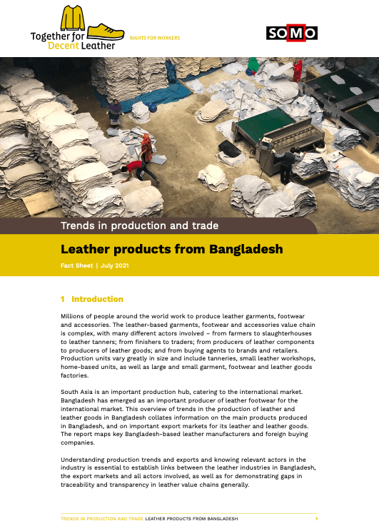 Trends in production and trade Leather products from Bangladesh